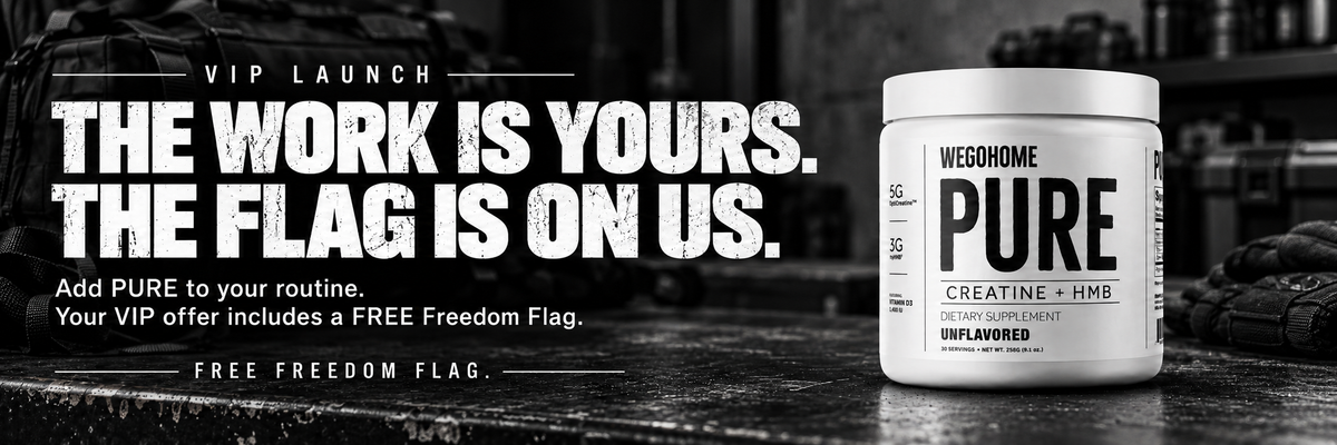 PURE VIP Launch — The work is yours. The flag is on us. Free Freedom Flag with PURE for VIPs.