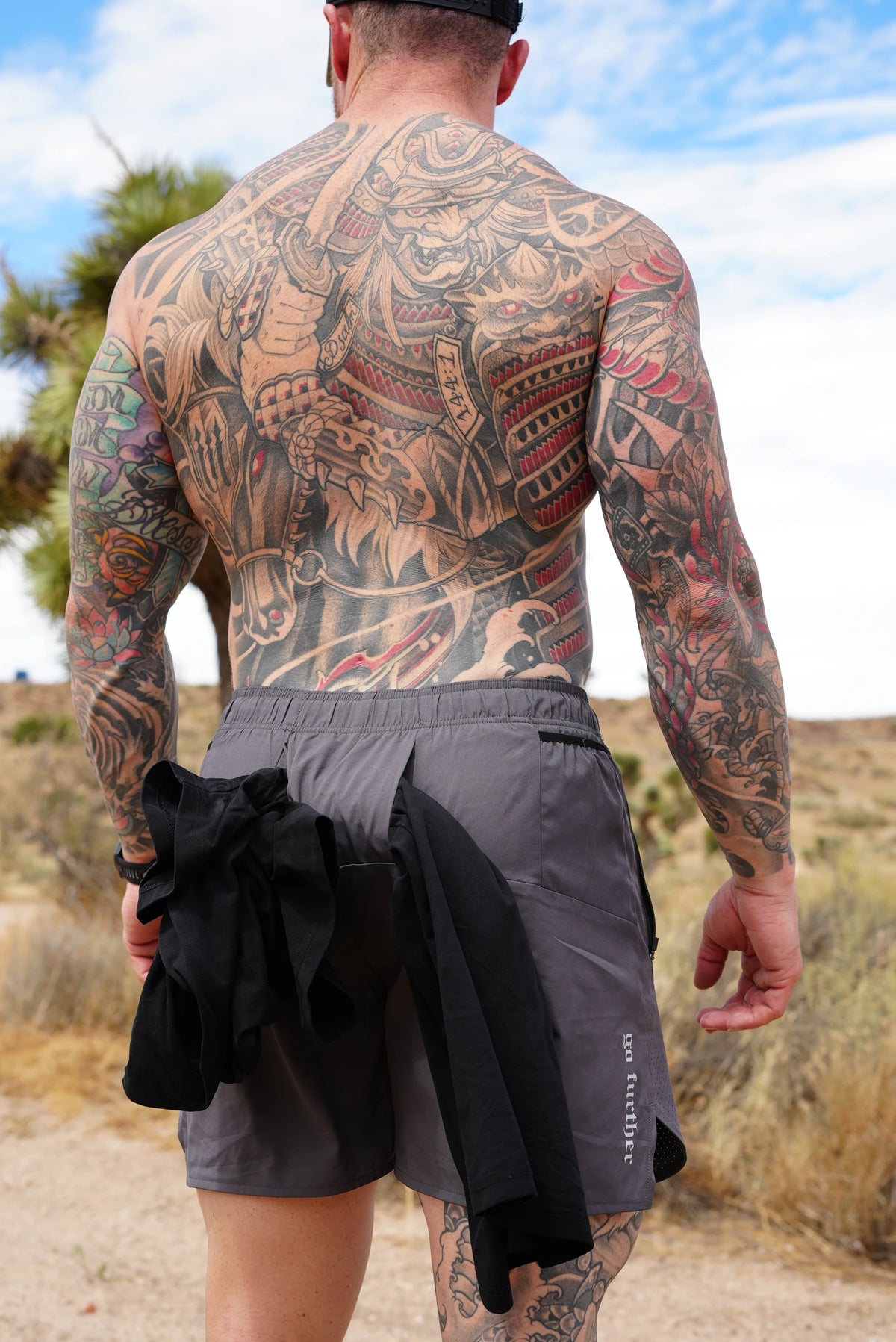 Assaulter Shorts in Wolf Grey showing the rear shirt loop outdoors